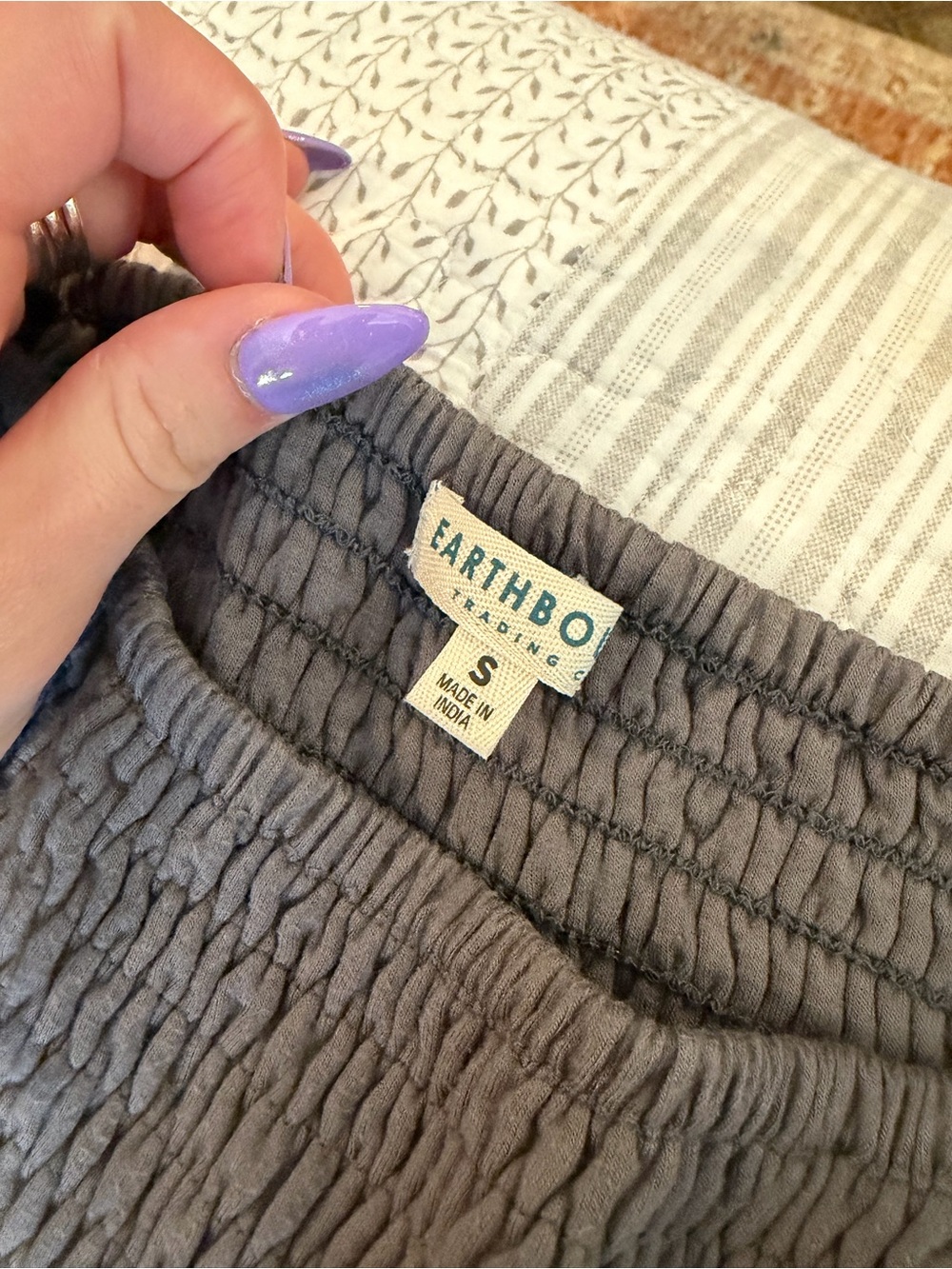 Wide Leg Smocked Waist Pants - Gray - Picture 5 of 5